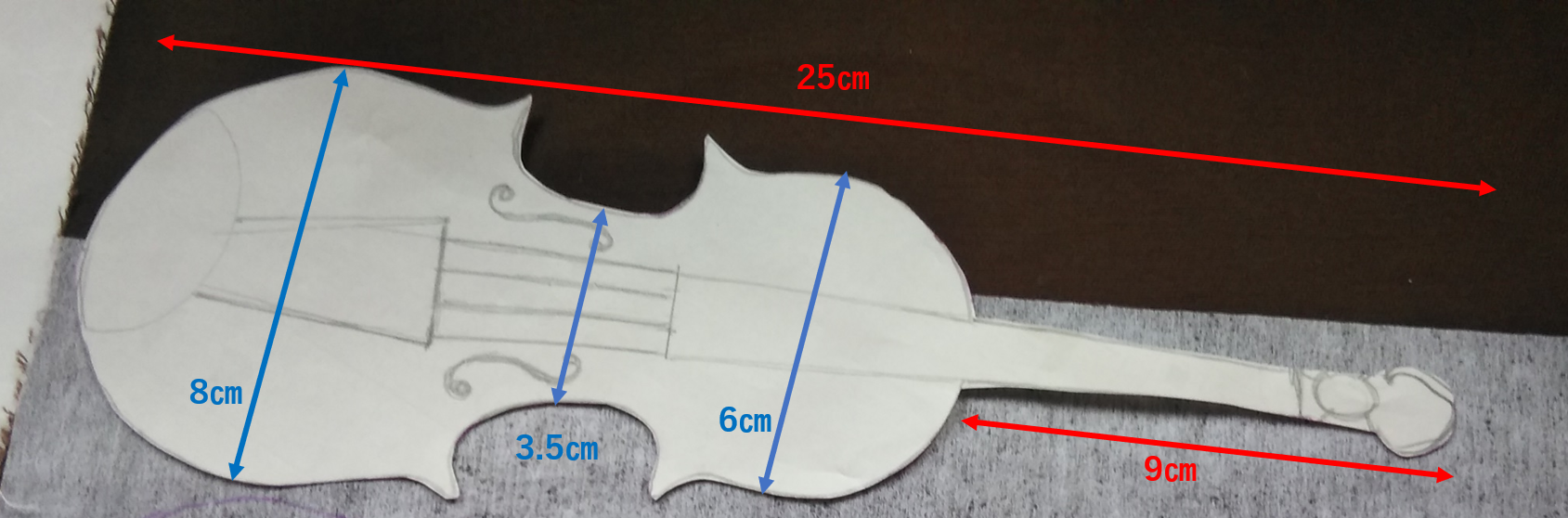 バイオリンのアップリケの型紙