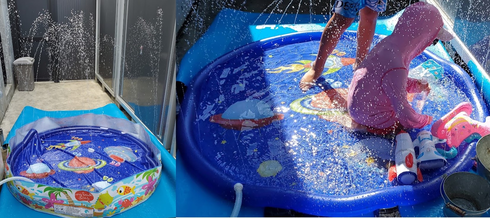 家でプールするなら手軽な スプラッシュサークル 噴水マット がおすすめ 空気入れ不要 後片付けもラクな水遊び 日々のすきま時間